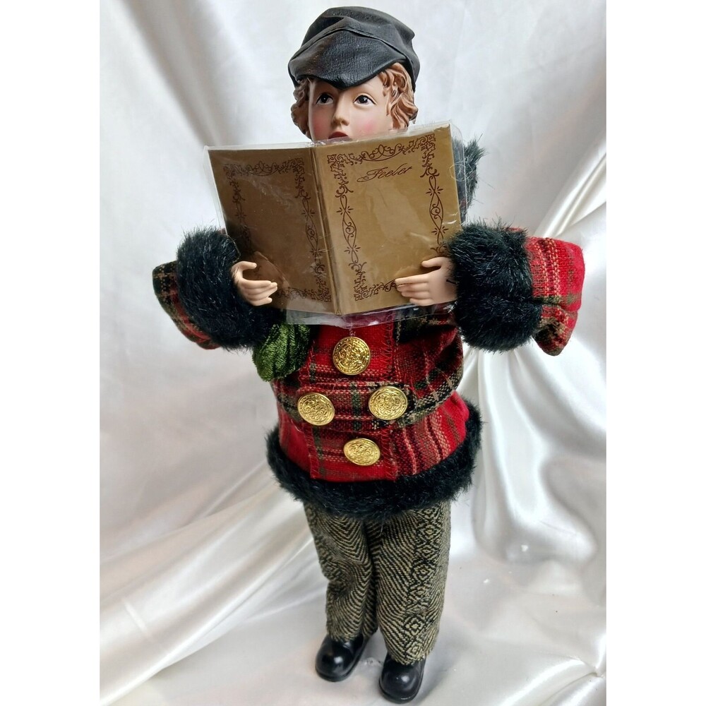 Valerie Parr Hill Dickens Style Christmas 12 1/2'' Caroler Boy-NEW